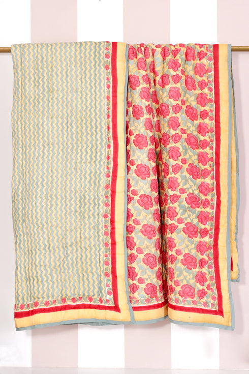 Mulmul Cotton Quilt In Block Print
