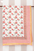 Mulmul Cotton Quilt in Floral Block Print White
