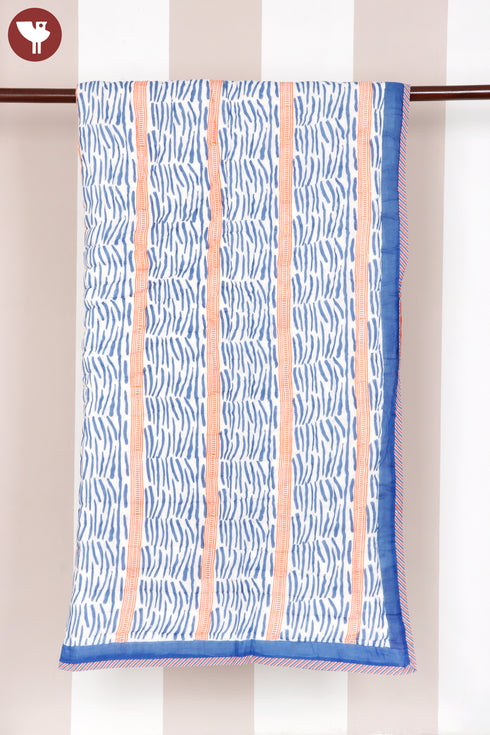 Mulmul Cotton Quilt Striped Block Print