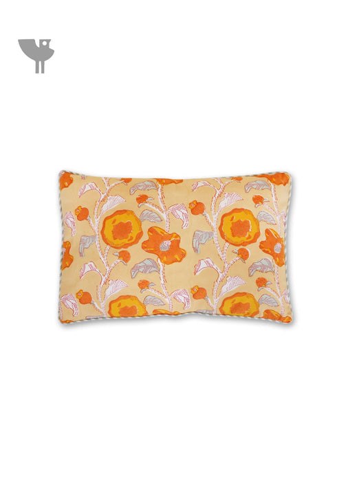 20s Cotton Cushion Cover in Floral Block Print