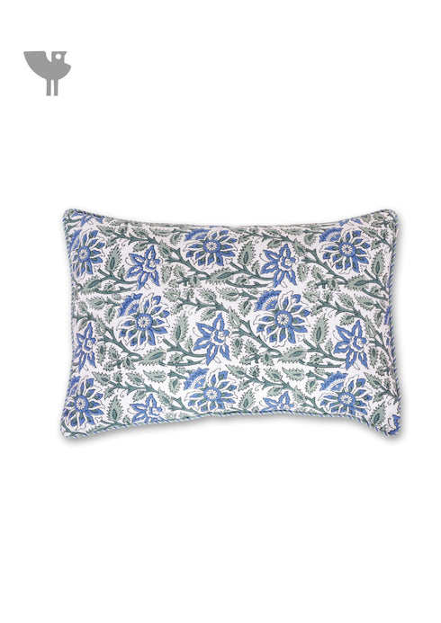 20s Cotton Cushion Cover in Floral Block Print