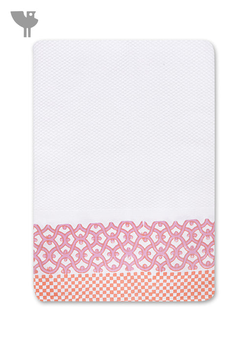 Handloom Cotton Bath Towel With Block Print Border