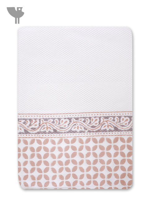 Handloom Cotton Bath Towel With Block Print Border