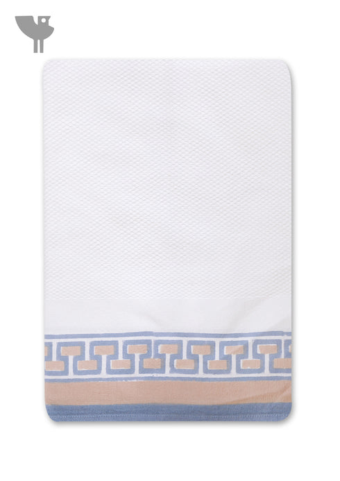 Handloom Cotton Bath Towel With Block Print Border