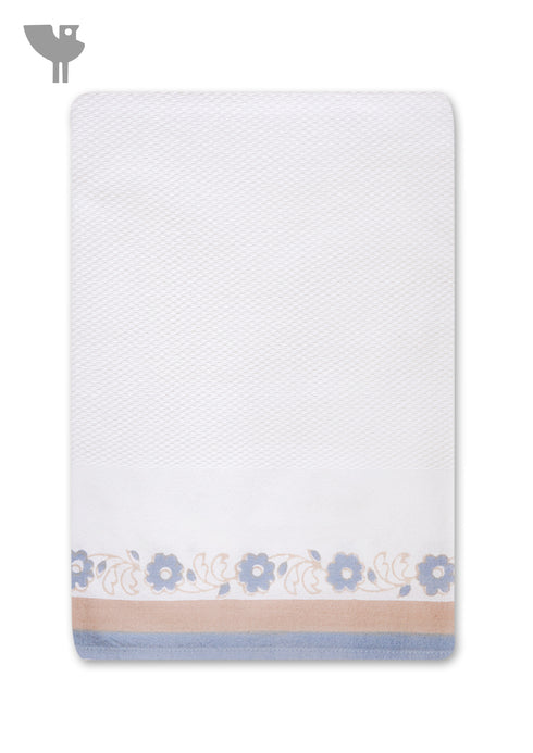Handloom Cotton Bath Towel With Block Print Border