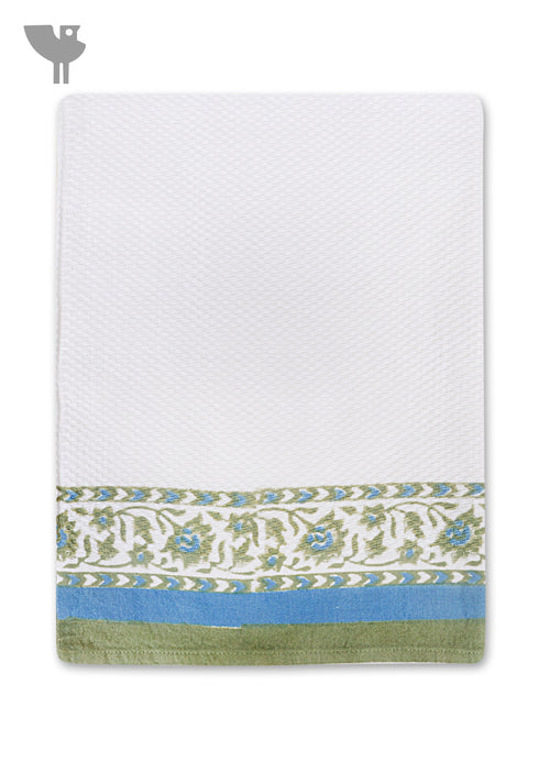 Handloom Cotton Hand Towel With Block Print Border