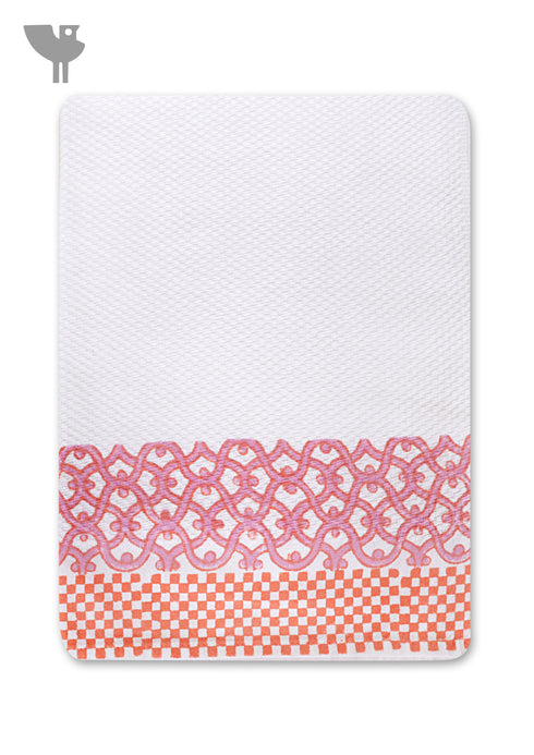 Handloom Cotton Hand Towel With Block Print Border