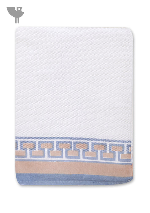 Handloom Cotton Hand Towel With Block Print Border