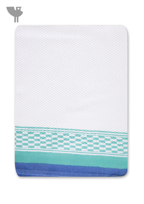Handloom Cotton Hand Towel With Block Print Border