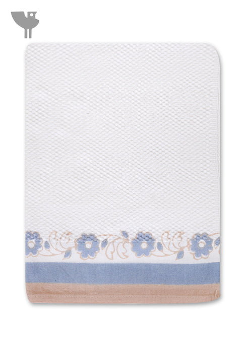 Handloom Cotton Hand Towel With Block Print Border