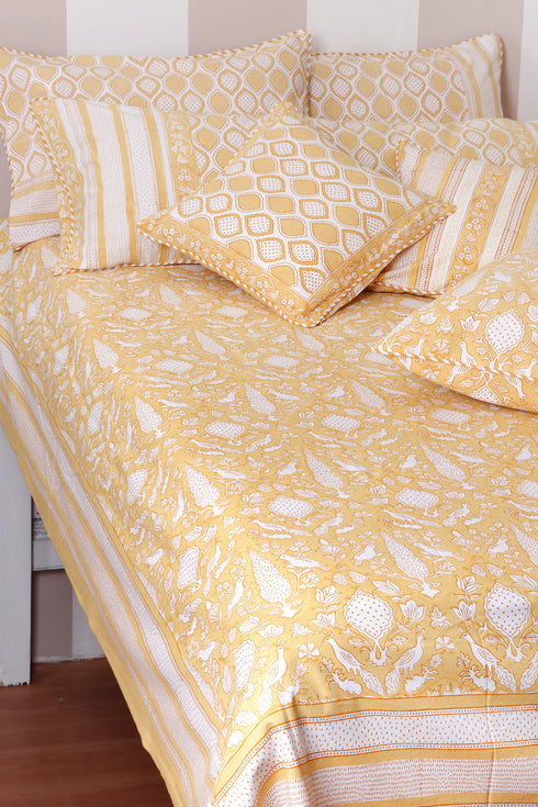 20s Cotton Bed Cover in Block Print