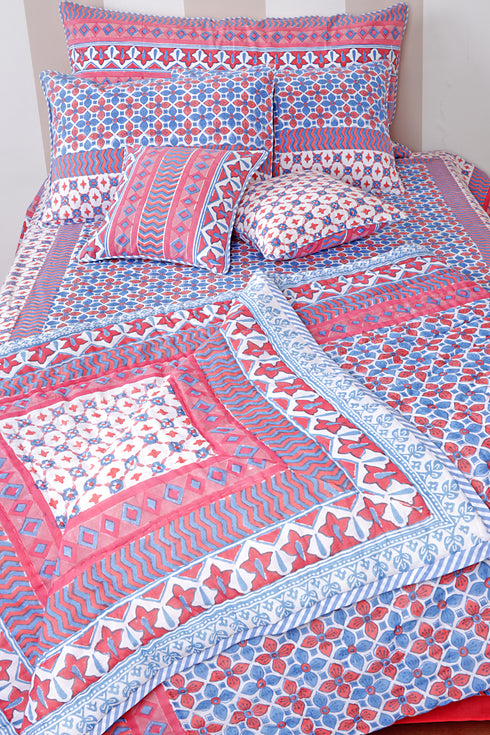 20s Cotton Cushion Cover in Geometric Block Print