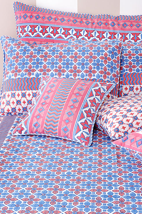 20s Cotton Cushion Cover in Geometric Block Print