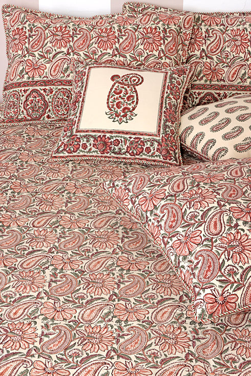 20s Cotton Bed Cover in Floral Block Print