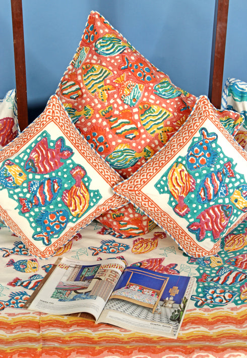 Mulmul Cotton Quilt In Graphic Block Print