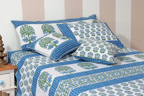 20s Cotton Cushion Cover in Floral Block Print