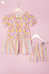 Cotton Frock & Shorts Set In Block Print
