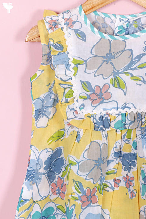 Cotton Frock & Shorts Set In Floral Print