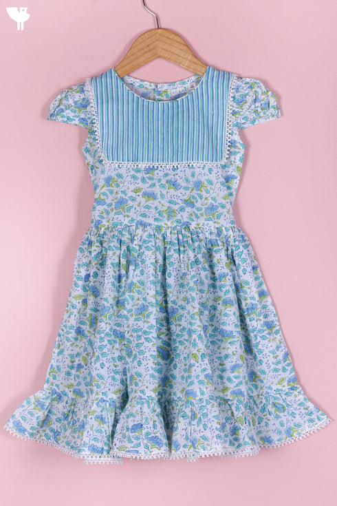 Cotton Top & Shorts Set In Floral Block Print