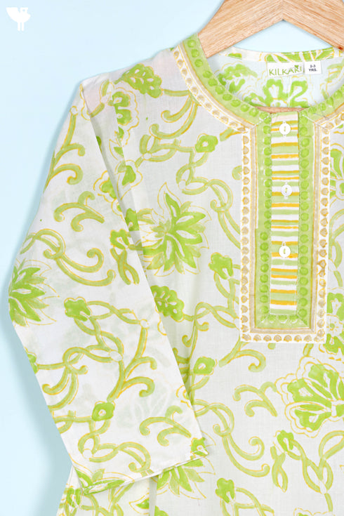 Cotton Boys Kurta Pajama Set In Block Print