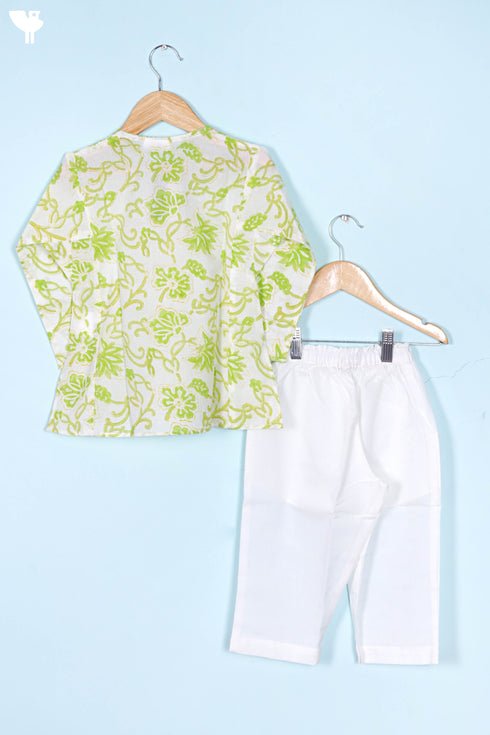 Cotton Boys Kurta Pajama Set In Block Print