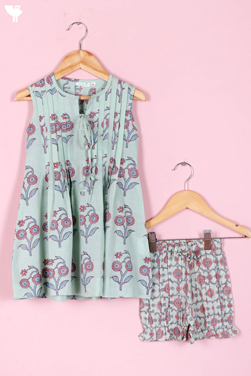 Cotton Frock & Shorts Set In Floral Print