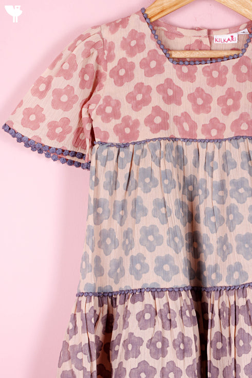 Crepe Cotton Top & Shorts Set In Floral Block Print