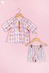 Slub Cotton Top & Shorts Set In Block Print