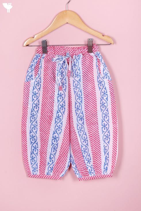 Cotton Girl’s Kurta and Pant Set In Block Print