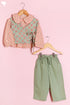 Cambric Cotton Peach–Sage Co-Ord Set with Jacket In Block Print