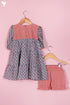 Cambric Cotton Aqua Green Peach Girls Top and Pant Set