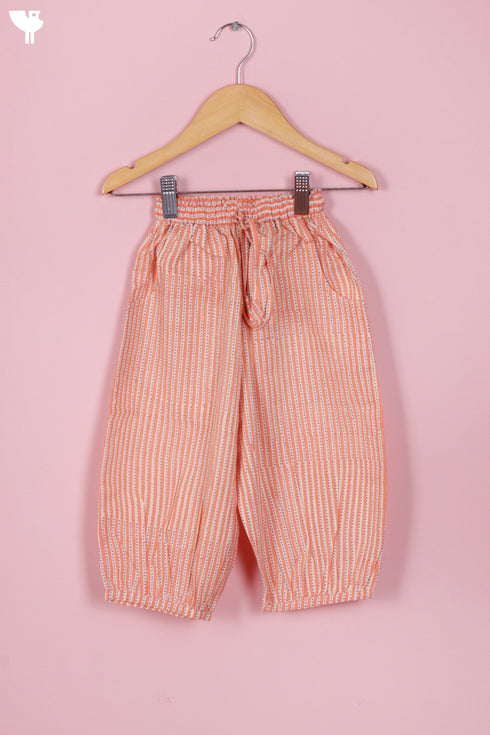 Cambric Cotton Royal Blue Peach Girls Kurta and Pant Set