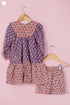 Cambric Cotton Orange Peach Blue Girls Top and Short Set