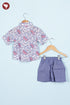 Cambric Cotton Shirt & Shorts Set in Block Print