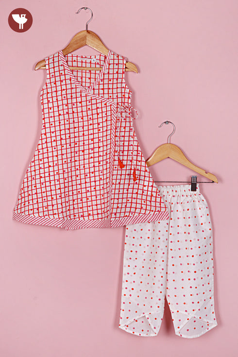 Cambric Cotton Girl’s Kurta and Pant Set in Block Print