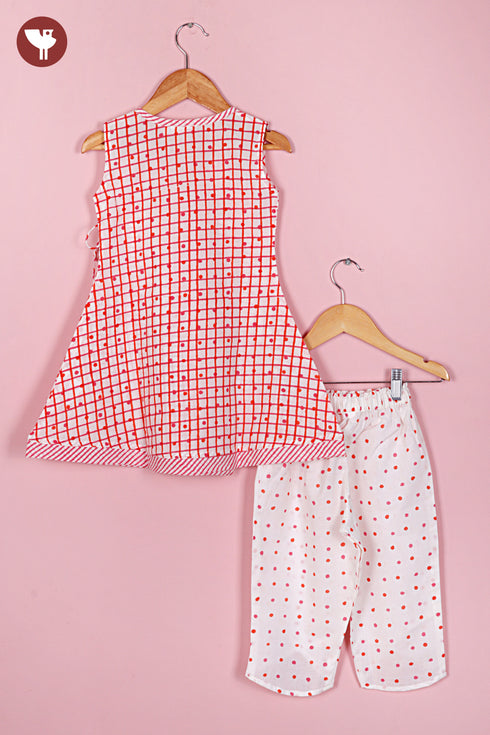 Cambric Cotton Girl’s Kurta and Pant Set in Block Print