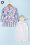 Cambric Cotton Boys Kurta Pyjama Set with Vest in Block Print