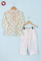 100% Cambric Cotton White Boys Kurta Pyjama Set in Floral Block Print