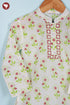 100% Cambric Cotton White Boys Kurta Pyjama Set in Floral Block Print