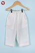100% Cambric Cotton White Boys Kurta Pyjama Set in Floral Block Print