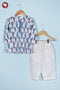 100% Cambric Cotton White Boys Kurta Pyjama Set in Block Print
