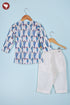 100% Cambric Cotton White Boys Kurta Pyjama Set in Block Print