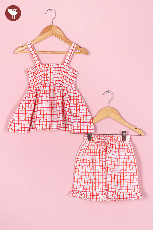 100% Cambric Cotton White Co-Ord Set in Block Print
