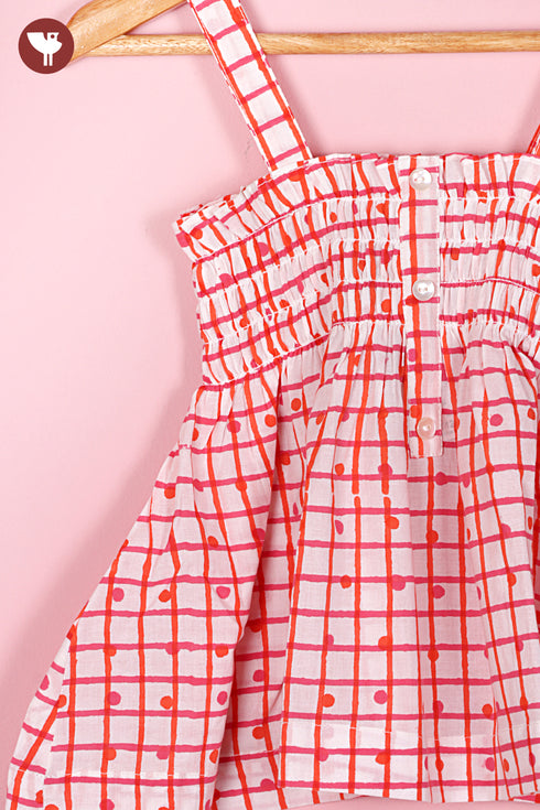 100% Cambric Cotton White Co-Ord Set in Block Print