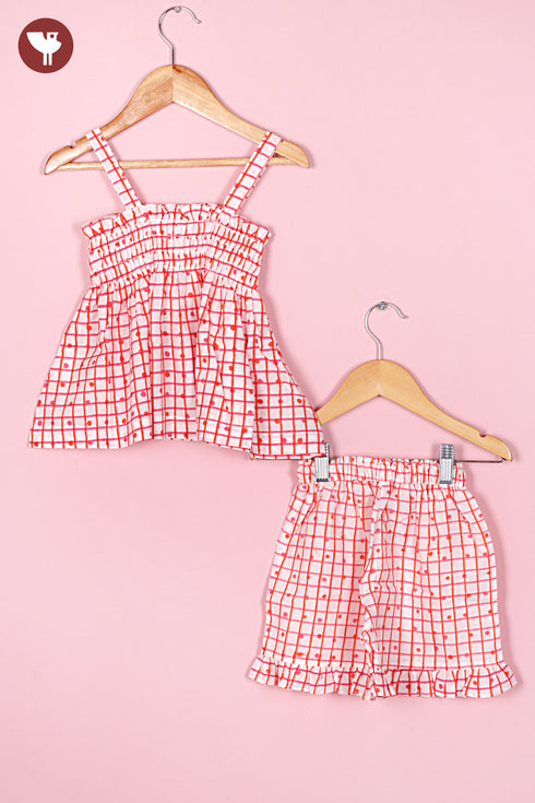 100% Cambric Cotton White Co-Ord Set in Block Print