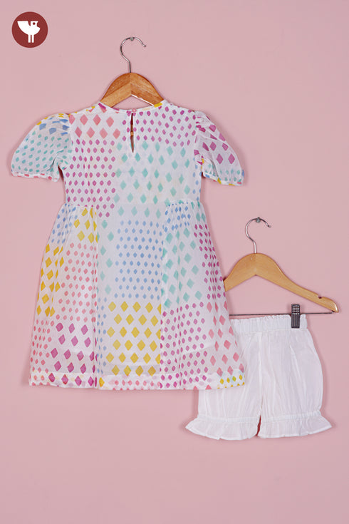 MulMul Cotton Girls Top & Short Set in Block Print