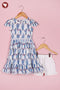 MulMul Cotton White Girls Dress & Short Set in Floral Block Print
