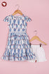 MulMul Cotton White Girls Dress & Short Set in Floral Block Print