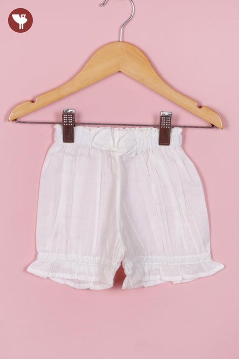 MulMul Cotton White Girls Dress & Short Set in Floral Block Print