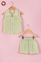 Cambric Cotton Girls Top & Short Set in Stripe Block Print